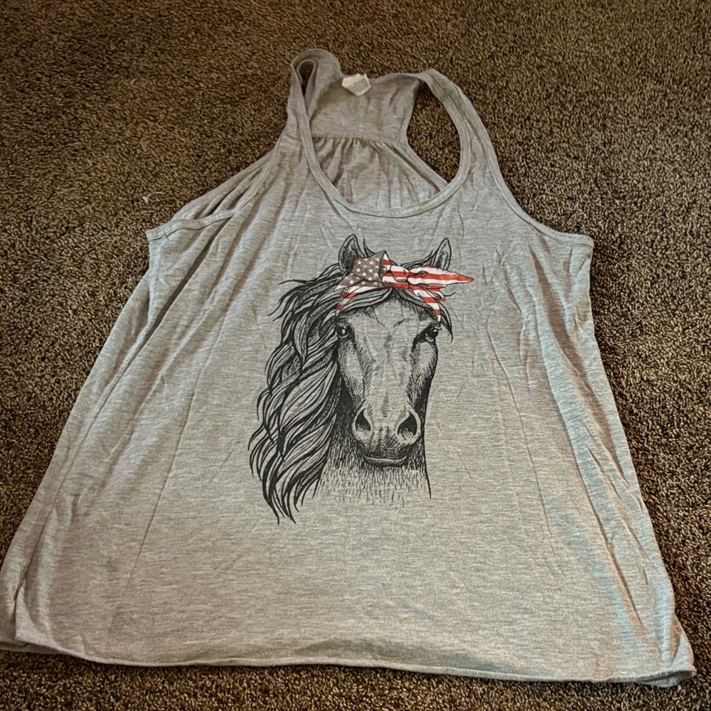 Bella Canvas Gray Horse Graphic Tank Top